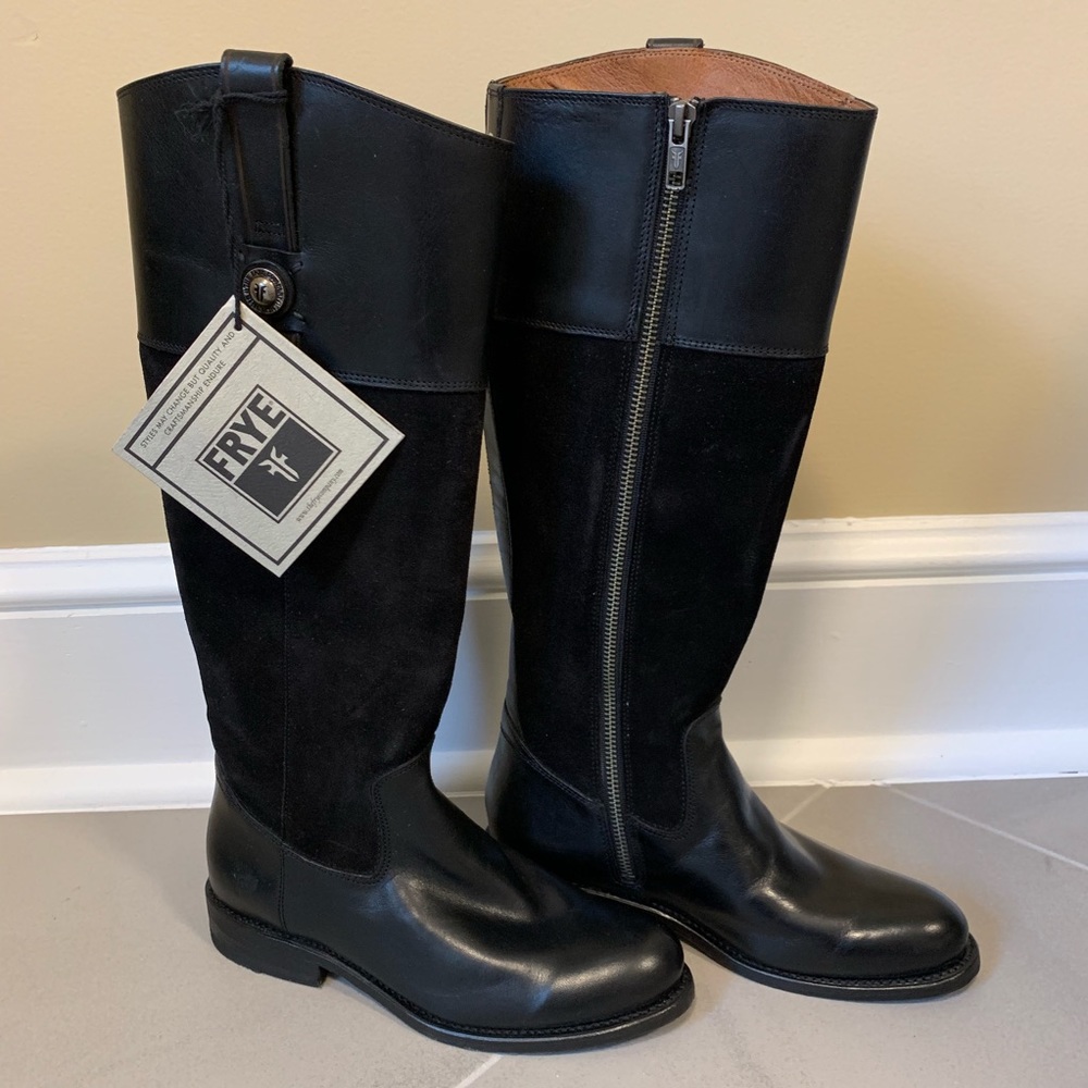 FRYE Melissa Button Black Riding Boots